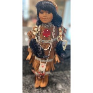 Skookum 13" Native American Porcelain Doll w/ Traditional Attire vintage